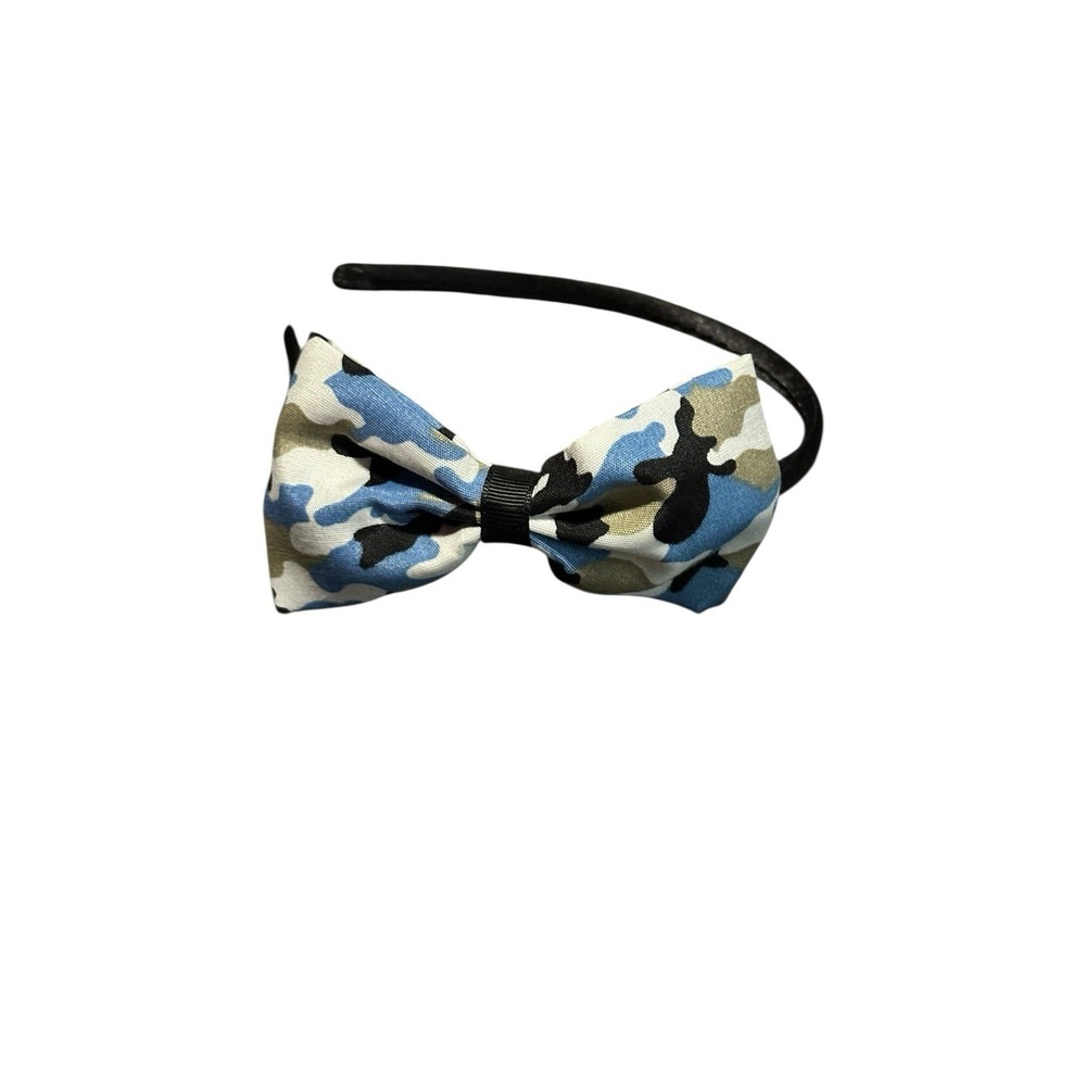 Unbranded Girls Blue Camo Bow Headband Hair Accessory One Size
